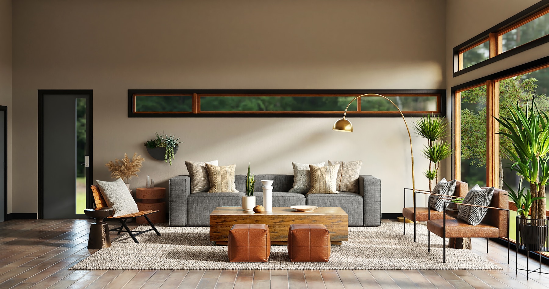 Coastal contemporary room with professionally installed wallpaper